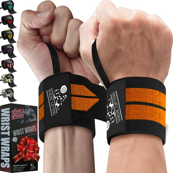 Nordic Lifting Wrist Wraps 14" for Weightlifting, Cross Training and Powerlifting - Orange