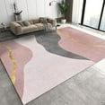 thumbnail image 1 of Nordic Light Luxury Art Girls Room Rugs, Minimalist Pink Gray Gold Geometry Living Room Area Rug, Anti-Slip Washable Bath Room Mat Carpet For Bedroom Hallway Study Room Office 5 x 6ft, 1 of 6