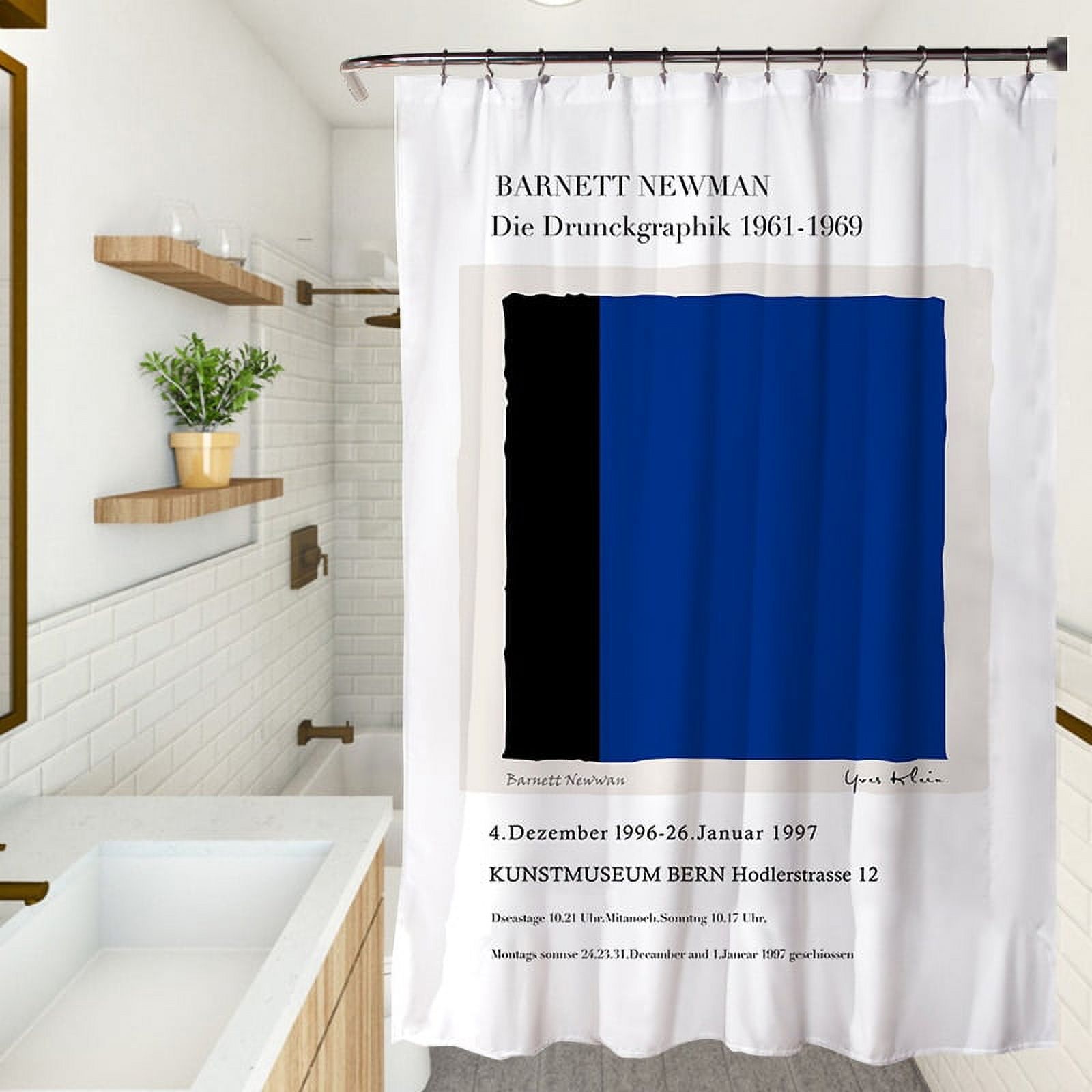Nordic Literature and Art Simple Blue Printing Shower Curtain Fresh