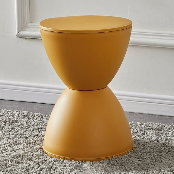 Nordic Low Stool, Shoe-Changing Plastic Round Stool, Round Corner Strong Bearing Makeup Stool, Suitable for Living Room, Bedroom, Kindergarten Plastic Chair[Yellow]