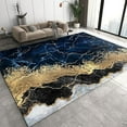 thumbnail image 1 of Nordic Luxury Area Rug, Abstract Black Blue Gold Marble Texture Rugs, Anti-slip Washable Foldable Durable Easy Clean Carpet For Living Room Bedroom Entryway Hallway Hotel 2 x 3ft, 1 of 6
