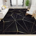 thumbnail image 1 of Nordic Luxury Black Gold Irregular Geometry Area Rug, Abstract Lines Print Large Rugs, Washable Breathable Durable Carpet For Room Sofa Living Room Mat Bedroom Home Deco 5x6ft, 1 of 6