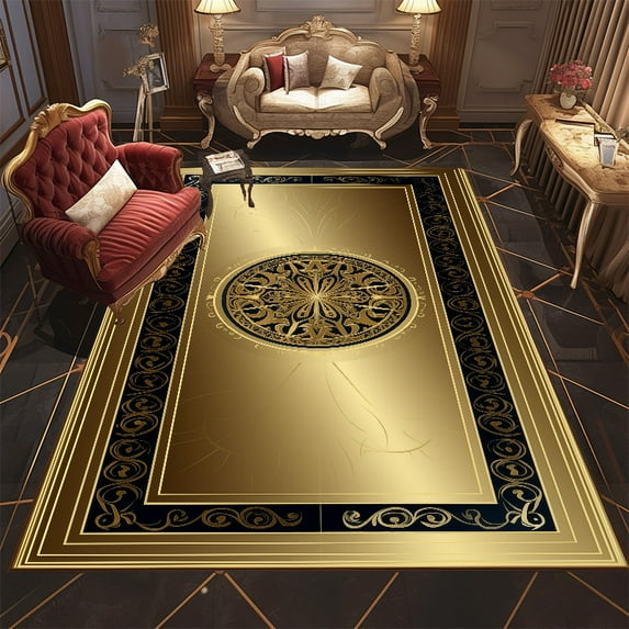 Nordic Luxury Carpet Gold Flannel Large Living Room Mat Home ration Study Lounge Floor Rugs Non-slip