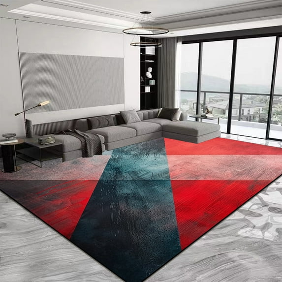 Nordic Luxury Geometric Carpets Fashion Red Large Living Room Carpet Anti Slip and Water Absorption Rugs for Bedroom r Mat