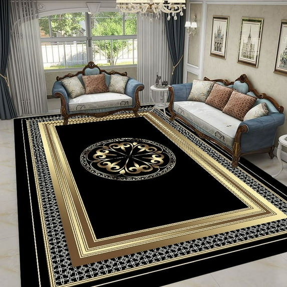 Nordic Luxury Living Room Carpets Gold Black Geometric Rugs for Bedroom Sofa Table Beside Large Area Rug Home r Mats tapete