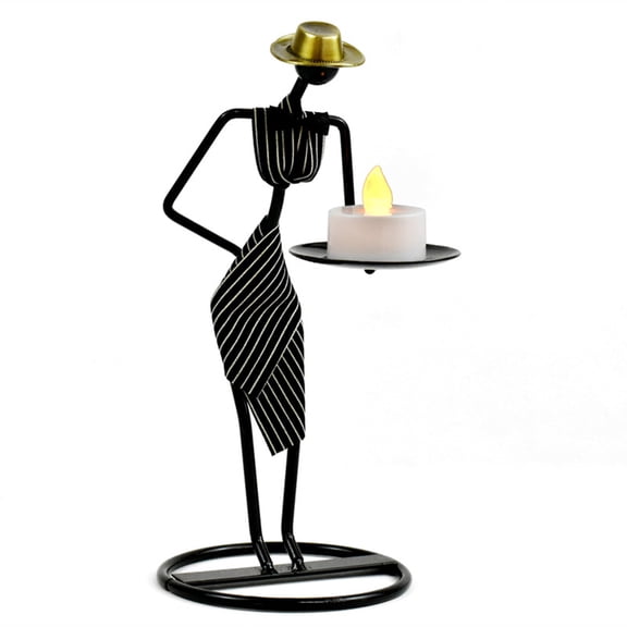 Nordic Metal Candlestick Abstract Character Waiter Sculpture Candle Holder Handmade Figurines Home Decoration Art Gift