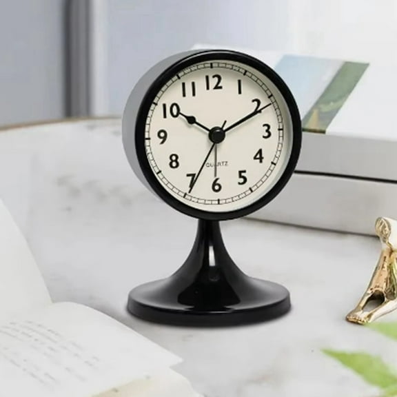 Nordic Metal Round Alarm Clock, Silent Table Clock, Home Decor D