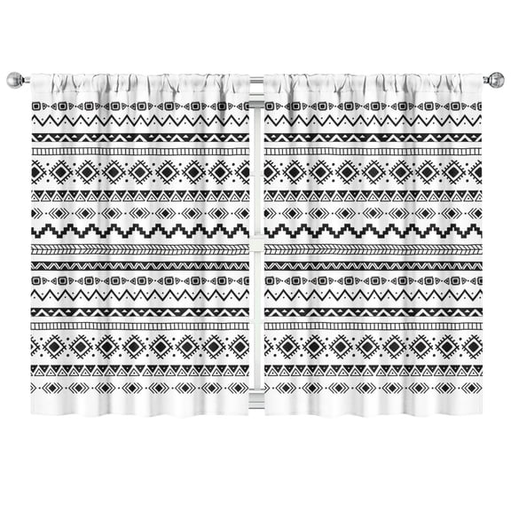 Nordic Minimalist 2-Pack Tier Curtains - Symmetrical Stripes Pattern 42x63 Inch Semi-Sheer Curtains for Small Windows