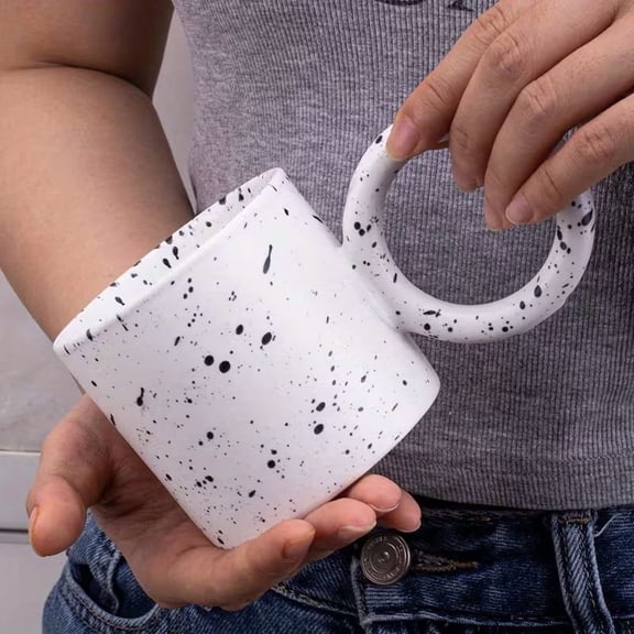 Nordic Minimalist Ceramic Mug 260ml Ink Splash Design Coffee Tea Milk Water Cup for Home Office Drinkware