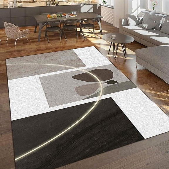Nordic Minimalist Geometric Art Area Rugs, Patchwork Checkered Geometry Easy Clean Rug, Soft Non-Skid Carpet Throw Rug For Kids Teen Girls Boys Bedroom Living Room Classroom 5 x 8ft
