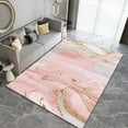 thumbnail image 1 of Nordic Minimalist Light Luxury Art Area Rug, Modern Marble Pink Golden Girls Room Rug, Cozy Non-Slip Foldable Thin Large Washable Mat For Living Room Bedroom Entryway Hallway Dorm 1x2ft, 1 of 6