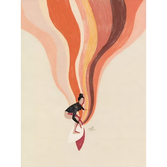 Nordic Minimalistic Surfing Poster California Ocean Waves Wall Art Print for Room Home Coastal Decor, UNFRAMED 16x24