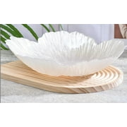 Nordic Modern Crystal Glass Fruit Bowl, Large Decorative Snack Plate for Household UseWhite