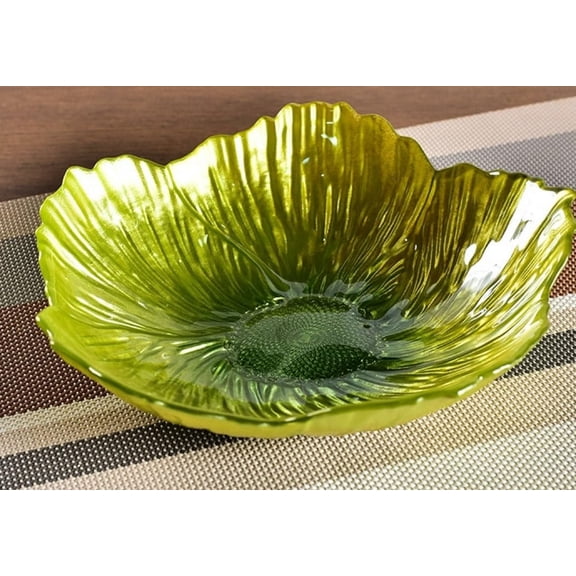 Nordic Modern Crystal Glass Fruit Bowl, Large Decorative Snack Plate for Household Use(White)