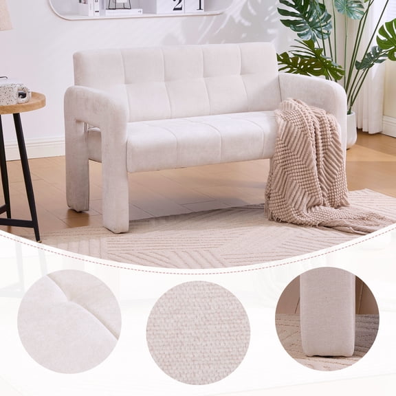 Nordic Modern Double Armchair Sofa With Dual Armrests Compact Upholstered Living Room Seating For Two High Density Foam Comfortable Lounge Chair