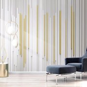 Nordic Modern Lines Wall Murals Wallpaper, Abstract Stereo Golden Geometry Large Wall Paper Wall Murals Space, Suitable for Living Room Bedroom Home Decoration-78.7"W x 55.1"H