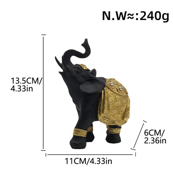 Nordic Modern Polyresin Elephant Figurine Home Decor, Home Decoration Furnishing Animal Ornament ResinBlack and Gold Elephant-Right