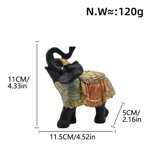 Nordic Modern Polyresin Elephant Figurine Home Decor, Home Decoration Furnishing Animal Ornament ResinBlack and Orange Elephant-Right