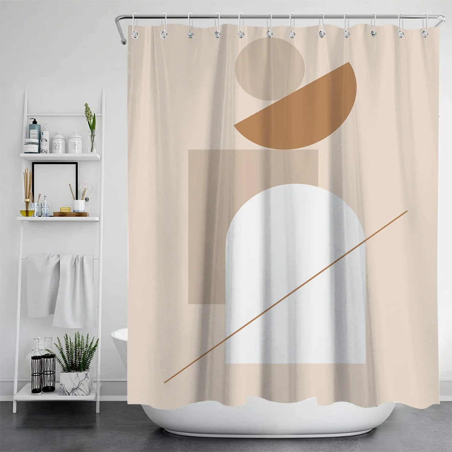 Nordic Morandi Waterproof and Mildew Proof Shower Curtain Perforated