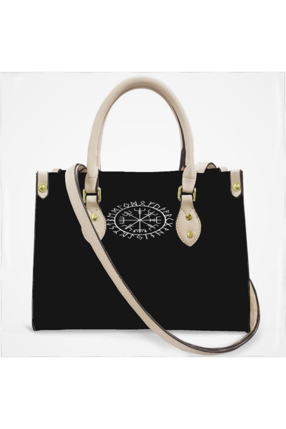 Nordic Mythology Rune Circle Cross Body Bags For Women Small Leather Female Handbags Fashion Top-Handle Totes