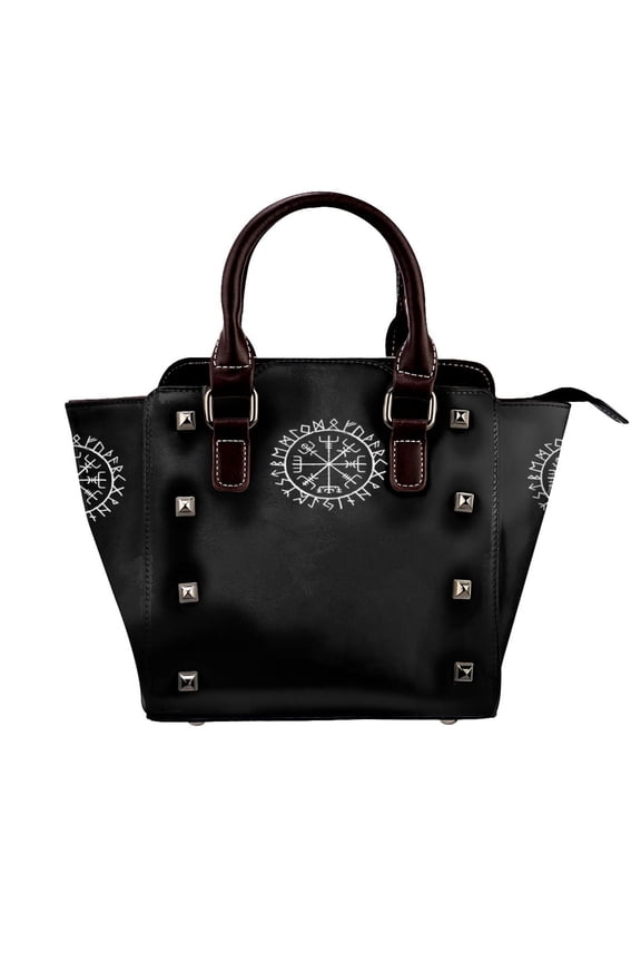 Nordic Mythology Rune Circle Rivet Fashion One-Shoulder Women's Handbag Tote Bag