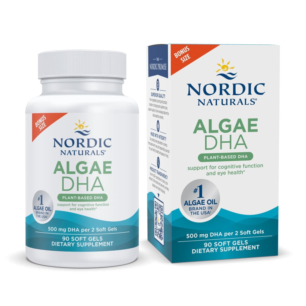 Nordic Naturals, Algae DHA Softgels, 500 Mg, Certified Vegan 90 Ct