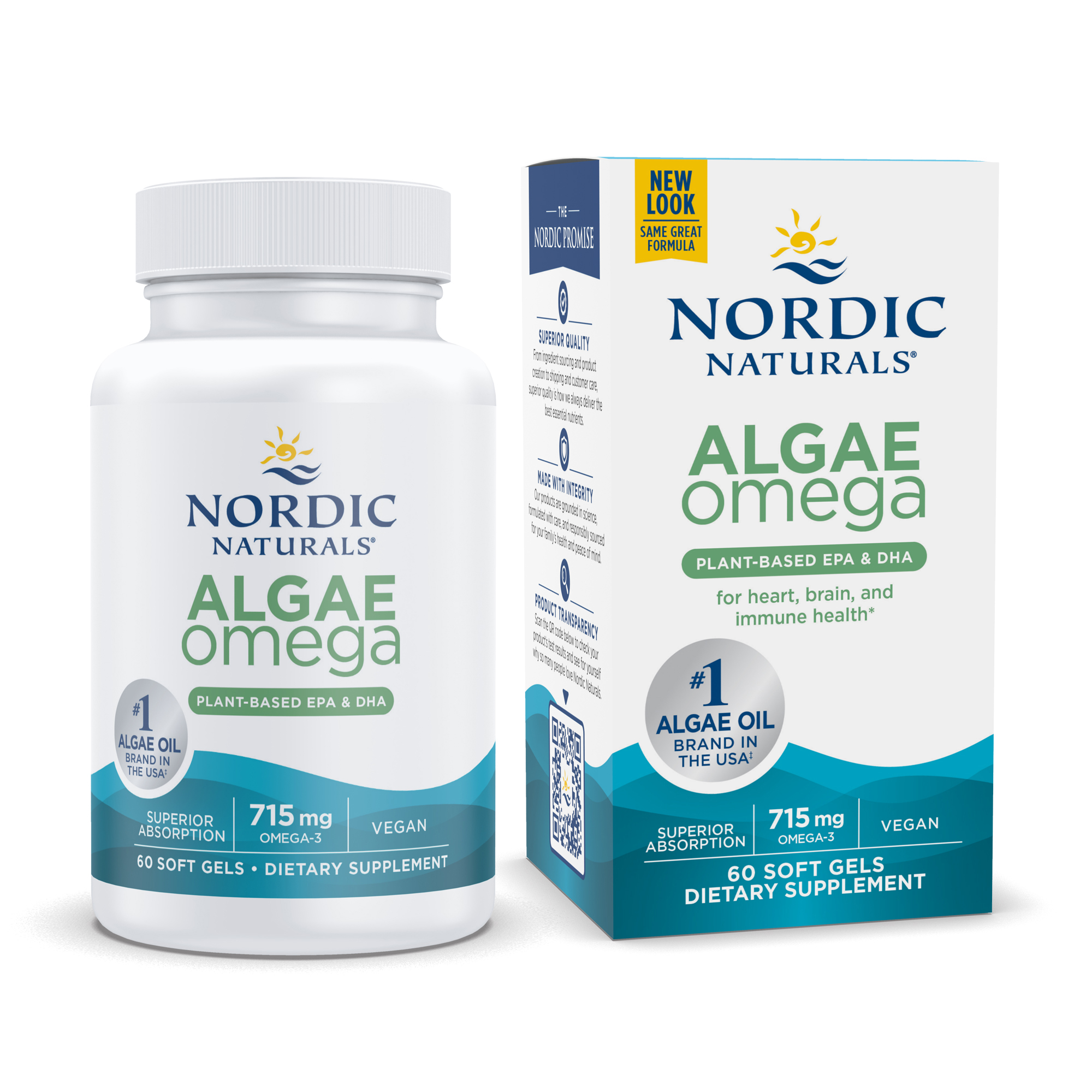 Nordic Naturals Algae Omega Softgels, 715 Mg, Plant-Based EPA & DHA, 60 Ct - image 1 of 9