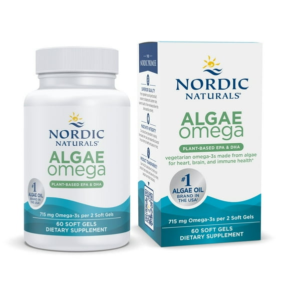 Nordic Naturals Algae Omega Softgels, 715 Mg, Plant-Based EPA & DHA, 60 Ct