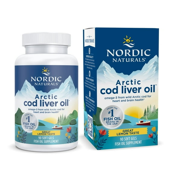 Nordic Naturals Arctic Cod Liver Oil Softgels, 750 Mg, Lemon, Non-GMO 90 Ct