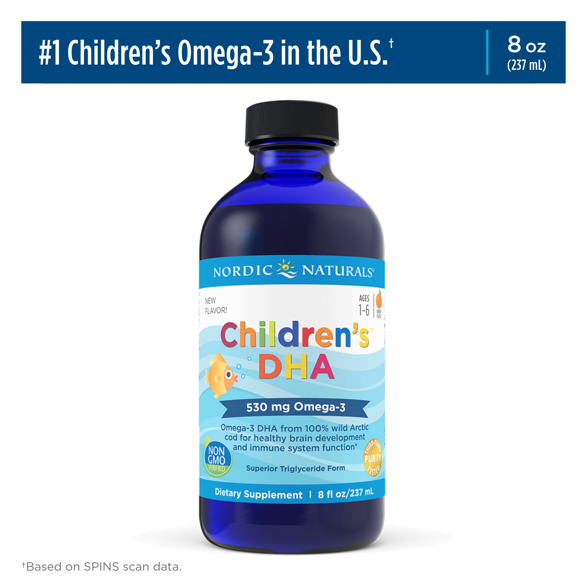 Nordic Naturals Childrens DHA Liquid, 530 Mg, Orange, Fish Oil, 8 Oz