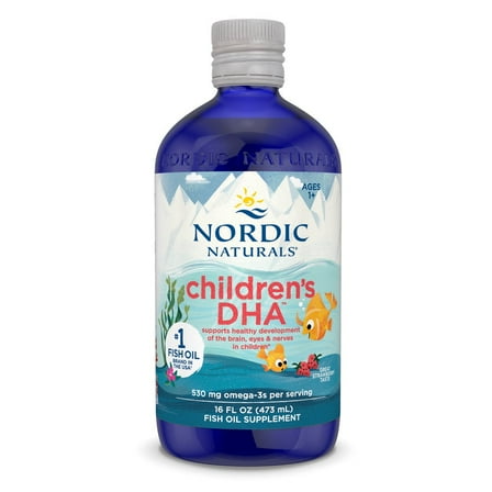 Nordic Naturals Children's DHA Liquid, 530 Mg, Strawberry, Fish Oil, 16 Oz