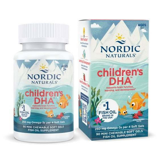 Nordic Naturals Children's DHA Mini Softgels, 250 Mg, Fish Oil, 90 Ct