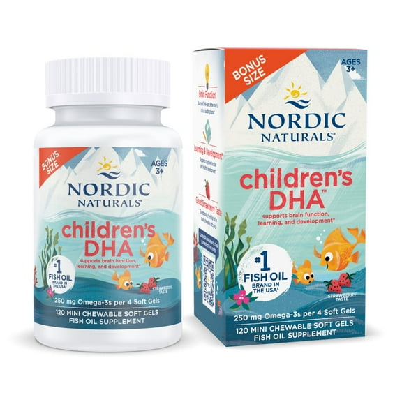 Nordic Naturals Children's DHA Mini Softgels for Kids, 250 Mg, 120 Ct