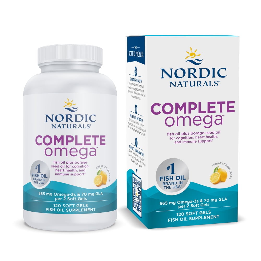 Nordic Naturals Complete Omega-D3 Softgels  Lemon  1030 Mg  Fish Oil 120 Ct