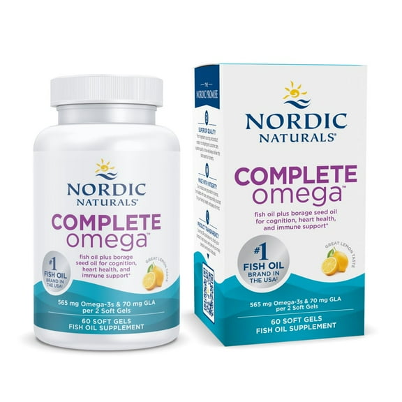 Nordic Naturals Complete Omega Softgels, Lemon, EPA & DHA, Fish Oil, 60 Ct