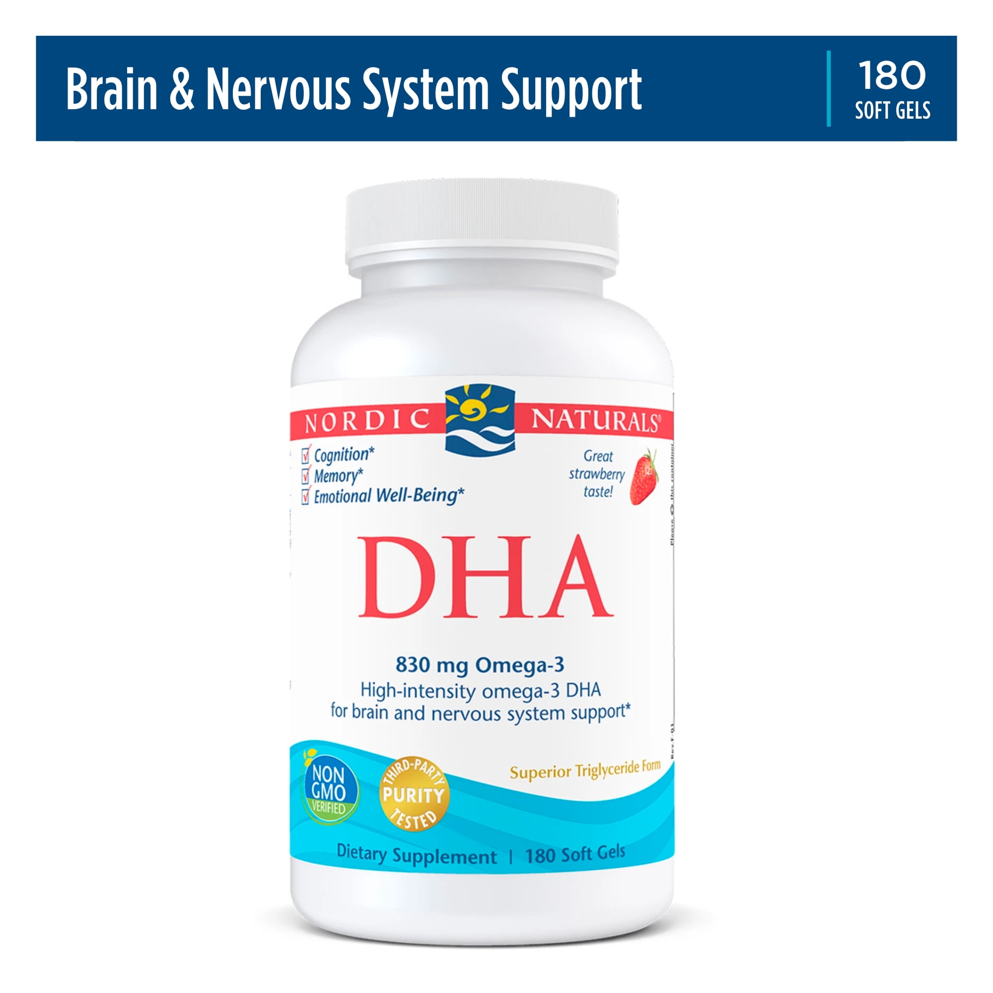 Nordic Naturals DHA Softgels، 830 Mg، Strawberry، Fish Oil 180 Ct