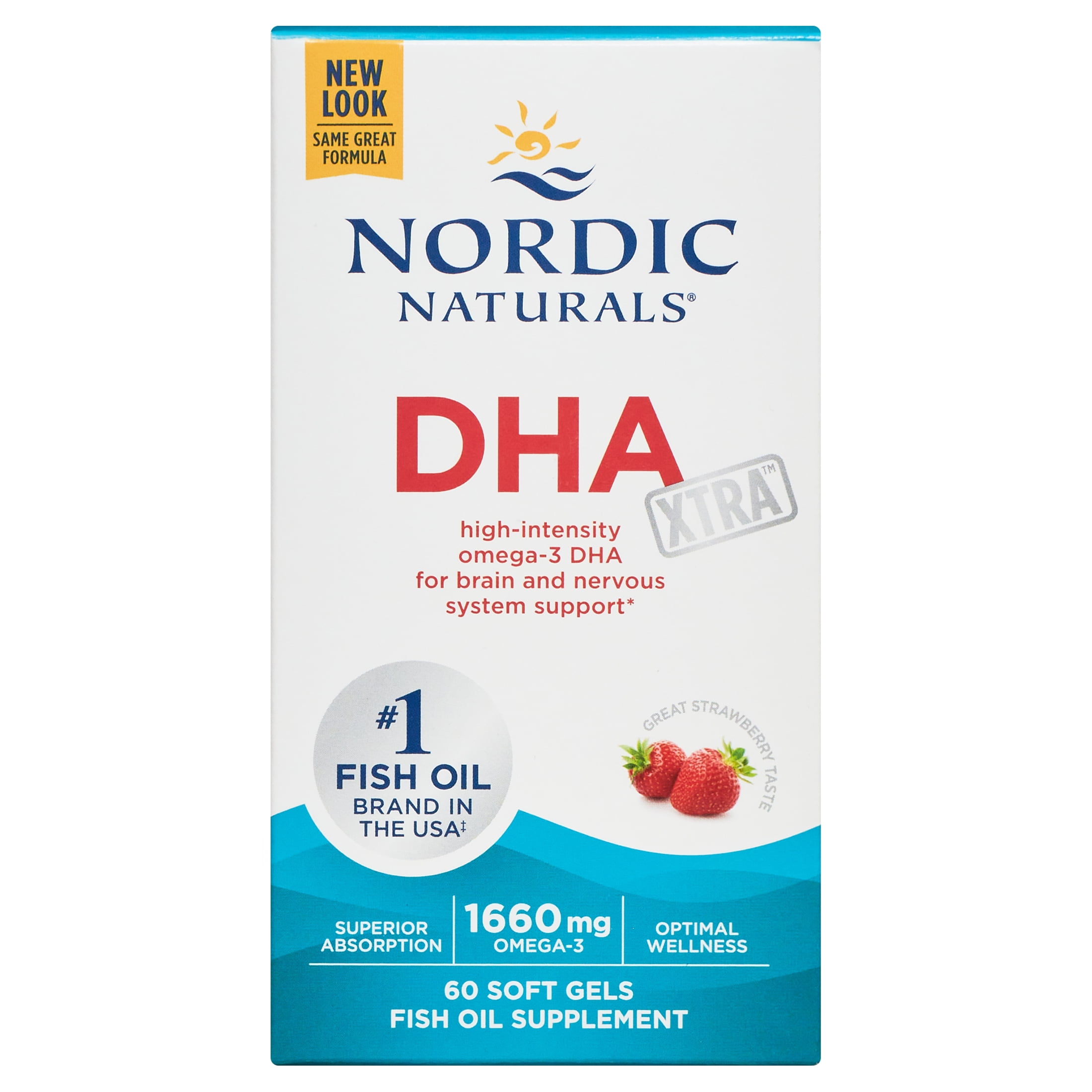 Nordic Naturals DHA Xtra Omega- 3 Softgels، Strawberry، 1660 Mg، 60 Ct