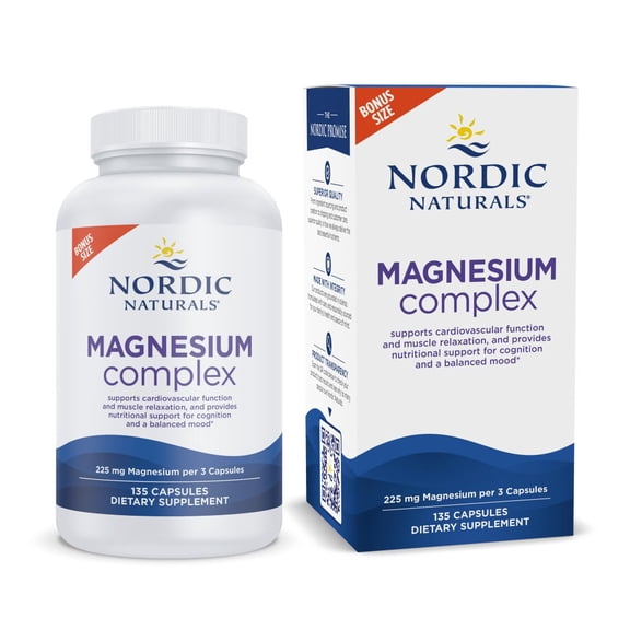 Nordic Naturals Magnesium Complex, 225 Mg, Brain & Heart Health, 135 Ct