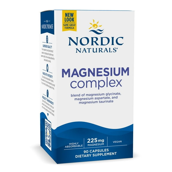 Nordic Naturals Magnesium Complex Capsules, 225 mg, Supports Muscle and Cognitive Health, 90 Count