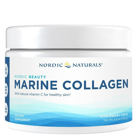 Nordic Naturals Marine Collagen Powder, Strawberry, Healthy Skin, 150 g