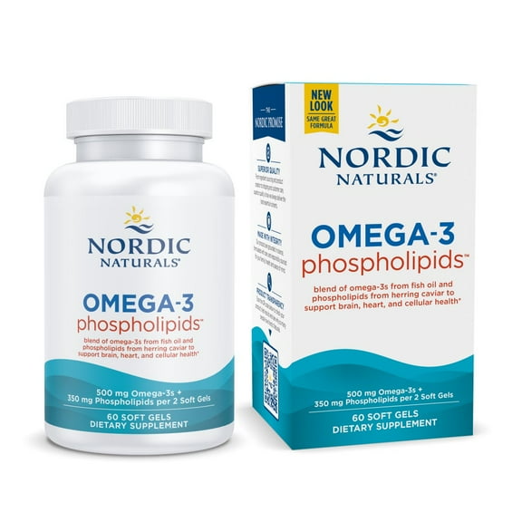 Nordic Naturals Omega-3 Phospholipids Softgels, Unflavored, Non-GMO, 60 Ct