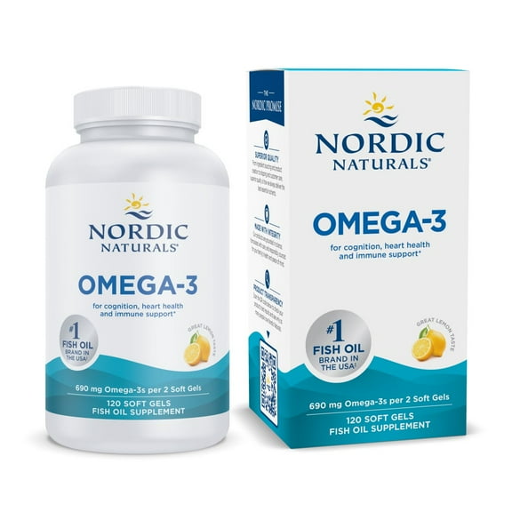Nordic Naturals Omega-3 Softgels, Lemon, 690 mg, Fish Oil, 120 Ct