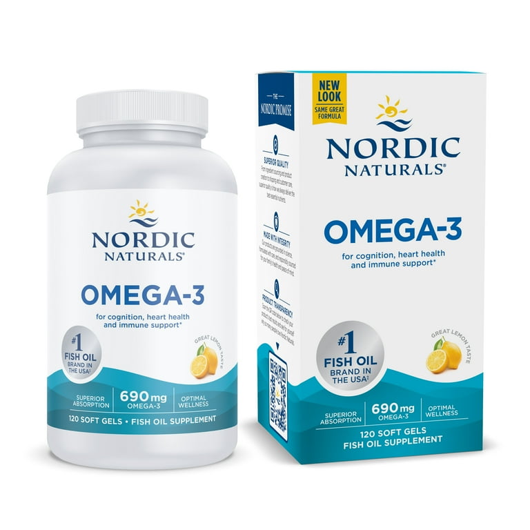 Nordic Naturals Omega 3 Softgels Lemon 690 mg Fish Oil 120 Ct