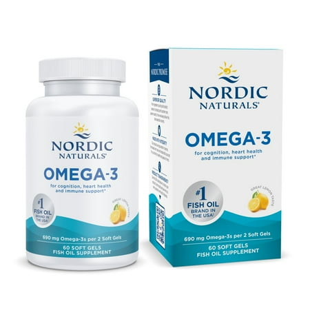 Nordic Naturals Omega-3 Softgels, Lemon, 690 mg, Fish Oil, 60 Ct