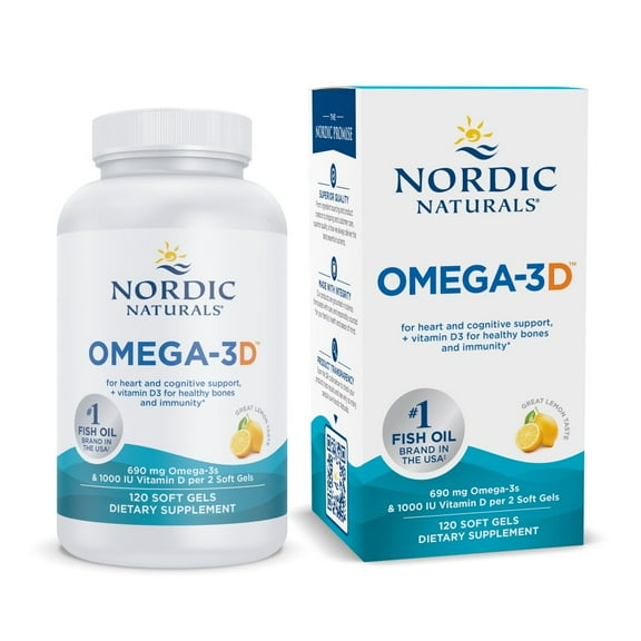 Nordic Naturals Omega-3D Softgels, Lemon, 690 Mg, Immune Support, 120 Ct