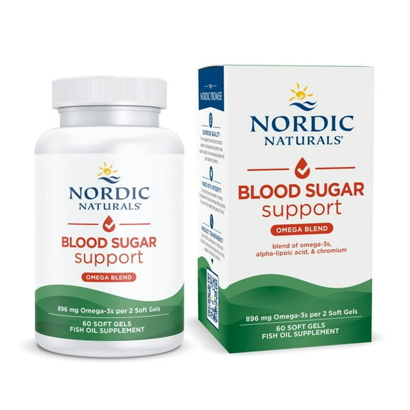 Nordic Naturals Omega Blood Sugar Softgels, Lemon, Non-GMO, 896 Mg, 60 Ct