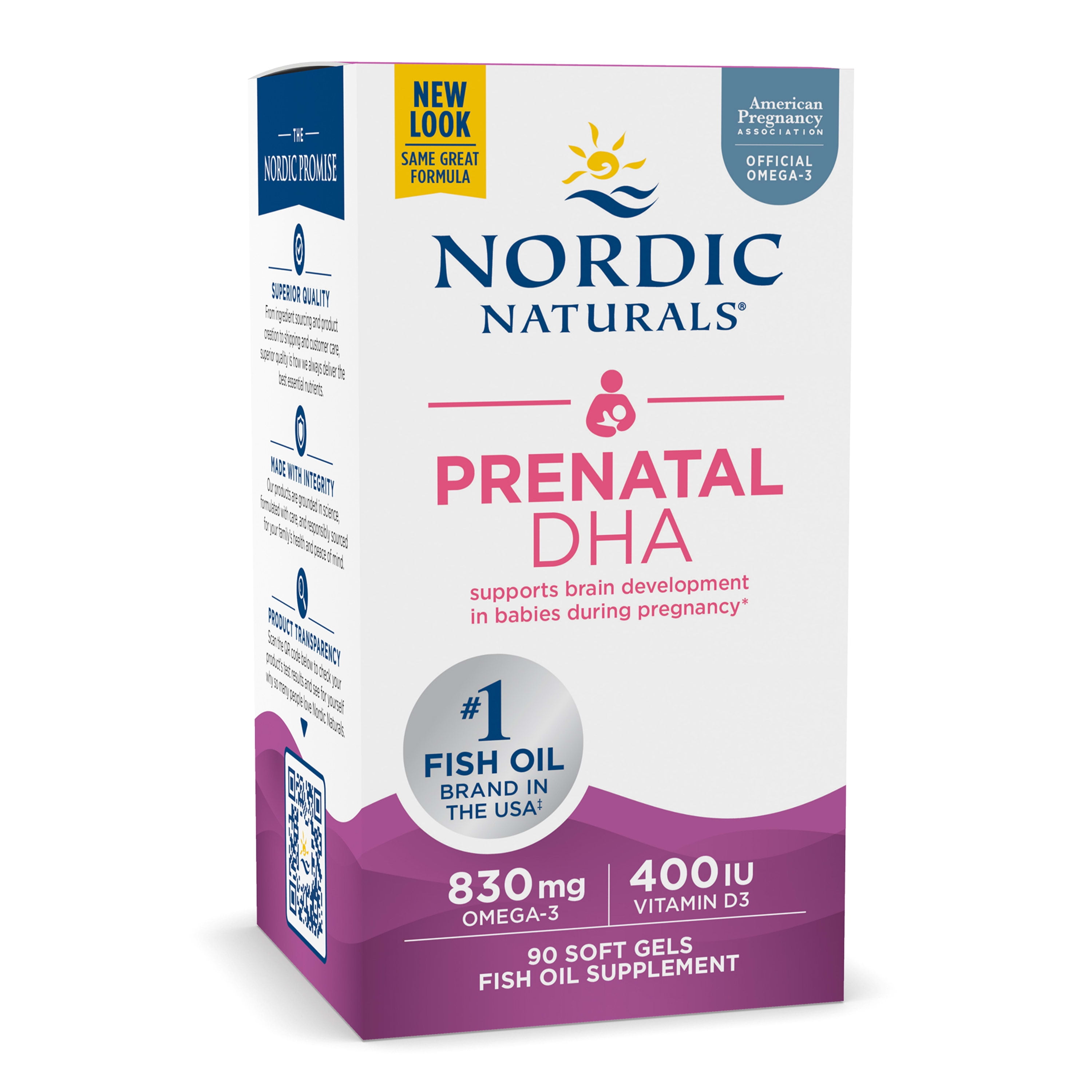 Nordic Naturals Prenatal DHA Softgels, Unflavored, 830 mg, Non-GMO, 90 Ct