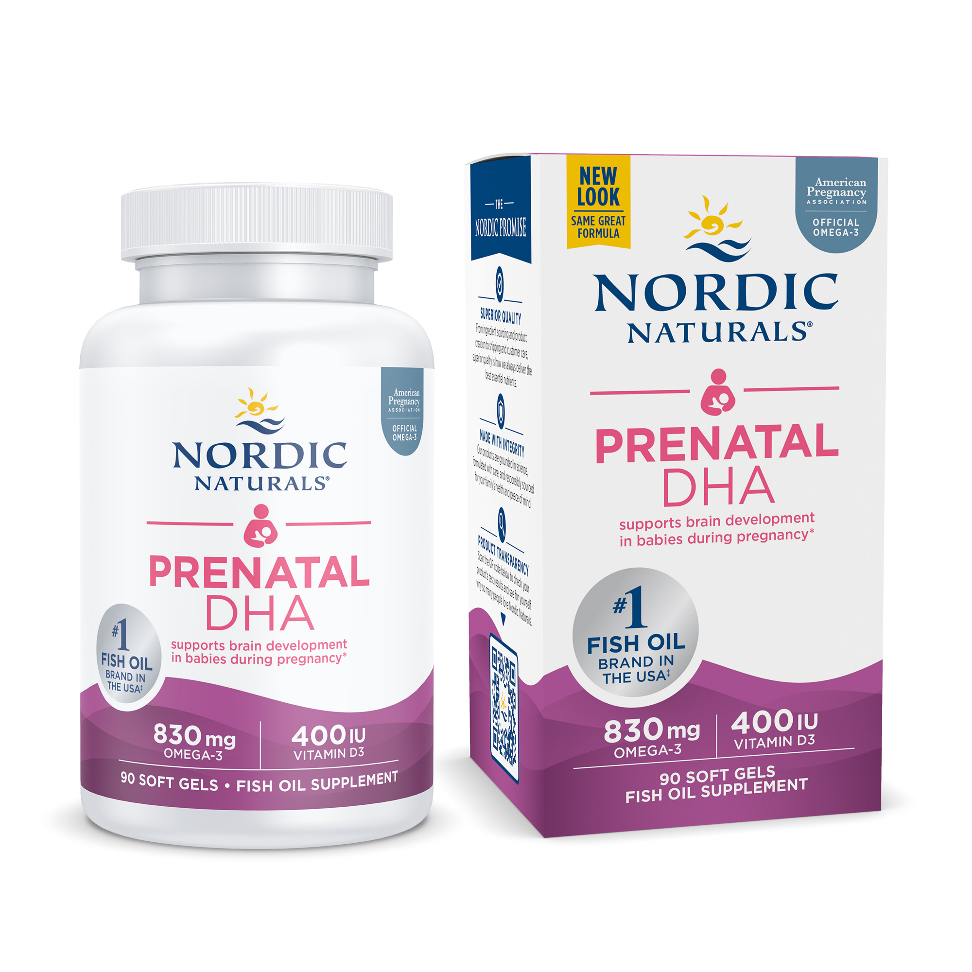 Nordic Naturals Prenatal DHA Softgels, Unflavored, 830 mg, Non-GMO, 90 Ct - image 1 of 9