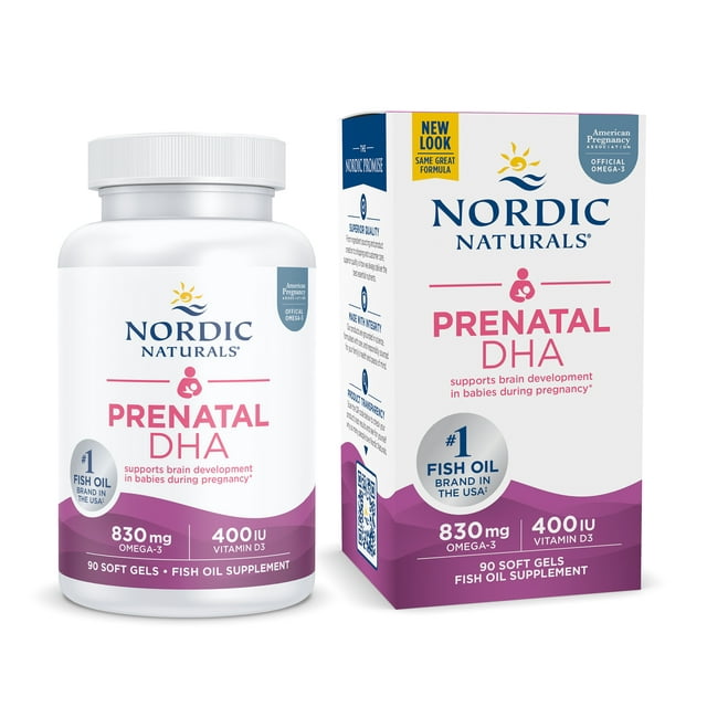 Nordic Naturals Prenatal DHA Softgels, Unflavored, 830 mg, Non-GMO, 90 Ct