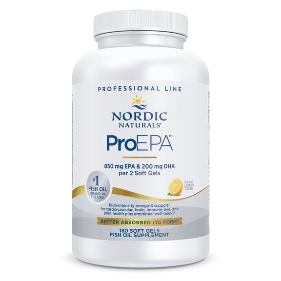 Nordic Naturals ProEPA Omega-3 Softgels, Lemon, 1210 Mg, Fish Oil, 180 Ct